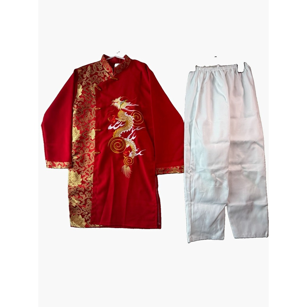 Boys Vietnamese Ao Dai Size 11 Red Gold Dragon Tet Lunar New Year Outfit